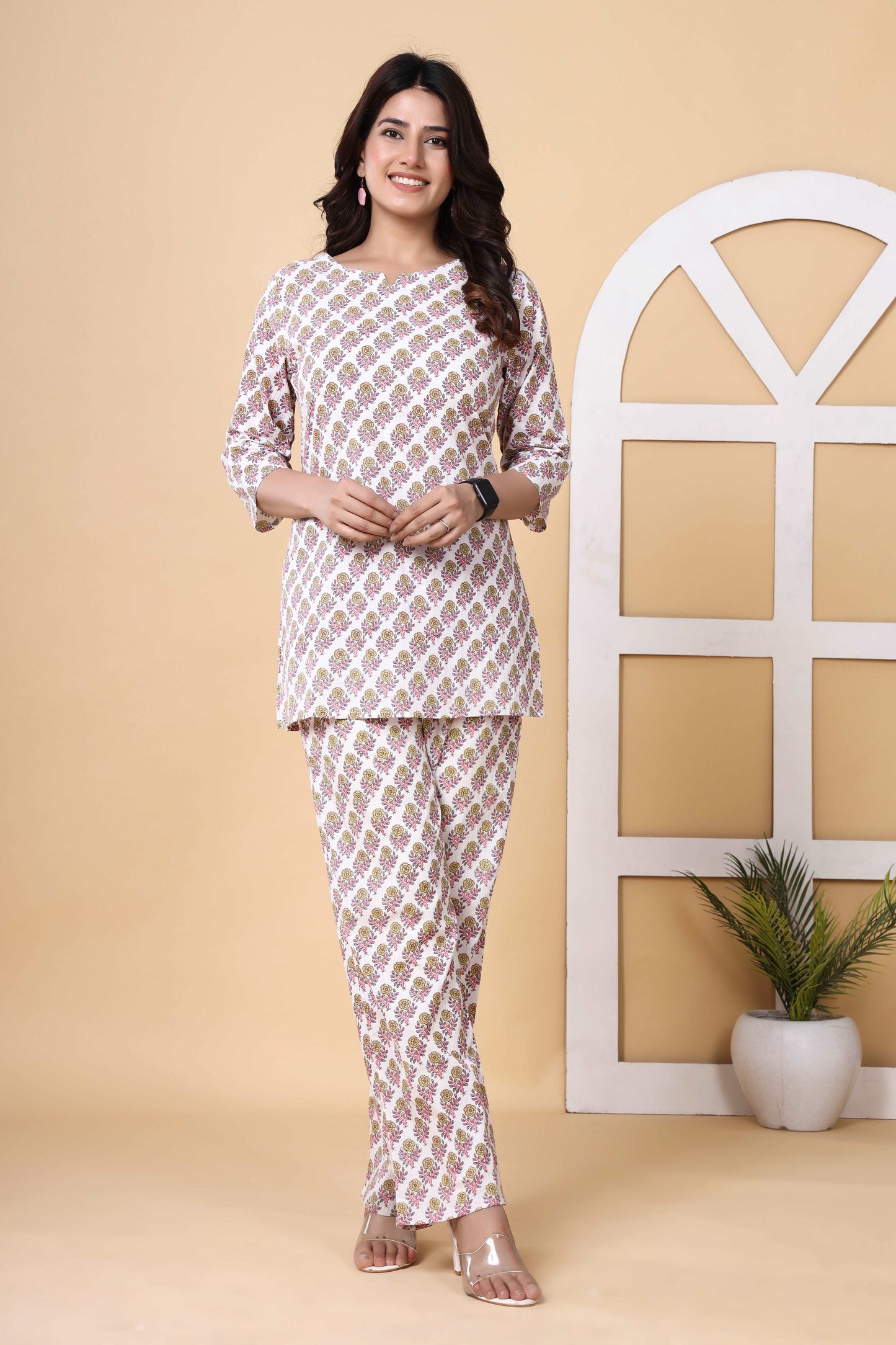 Elevate Your Wardrobe with Srishti Textile's Jaipuri Printed Floral Cotton Cord Set