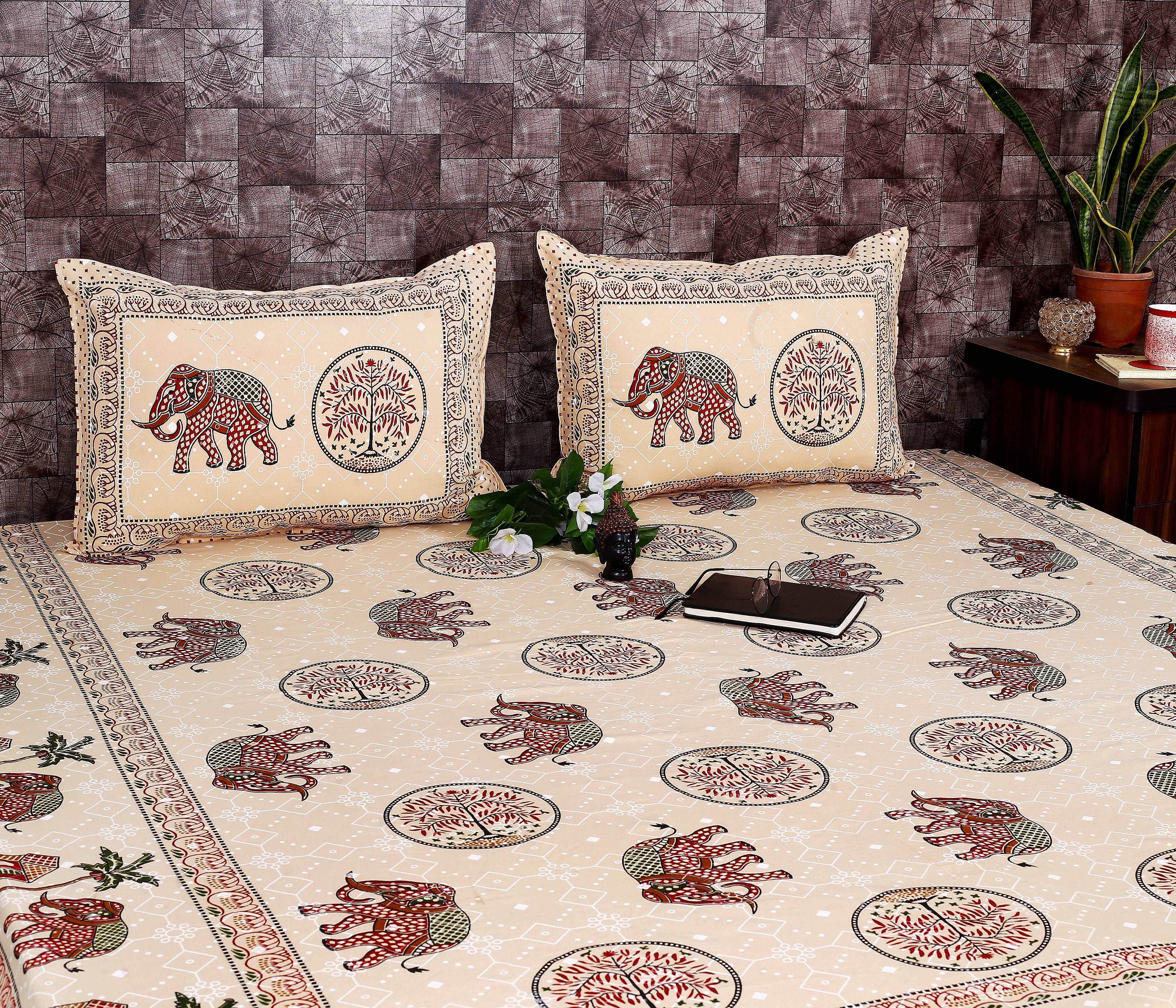 Bagru Indigo Elephant Print King Size Cotton Bedsheet