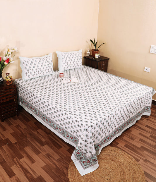 Midnight Palm Hand Block Printed Cotton Bedsheet – Wholesale Bulk Supply Bedsheet MidnightPalmHandBlockPrintedCottonBedsheet_WholesaleBulkSupply-2