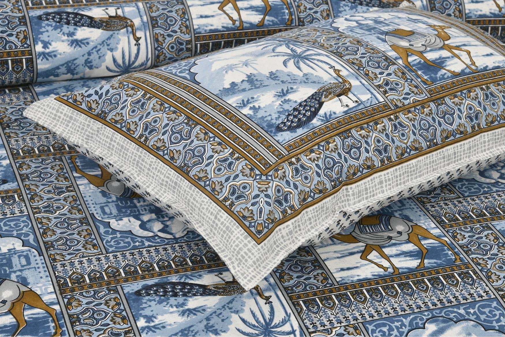 King Size Hand Block Printed Bedsheet – Pure Cotton Jaipuri Design Bedsheet NAKSHATRA-01-BLUE-E-_8