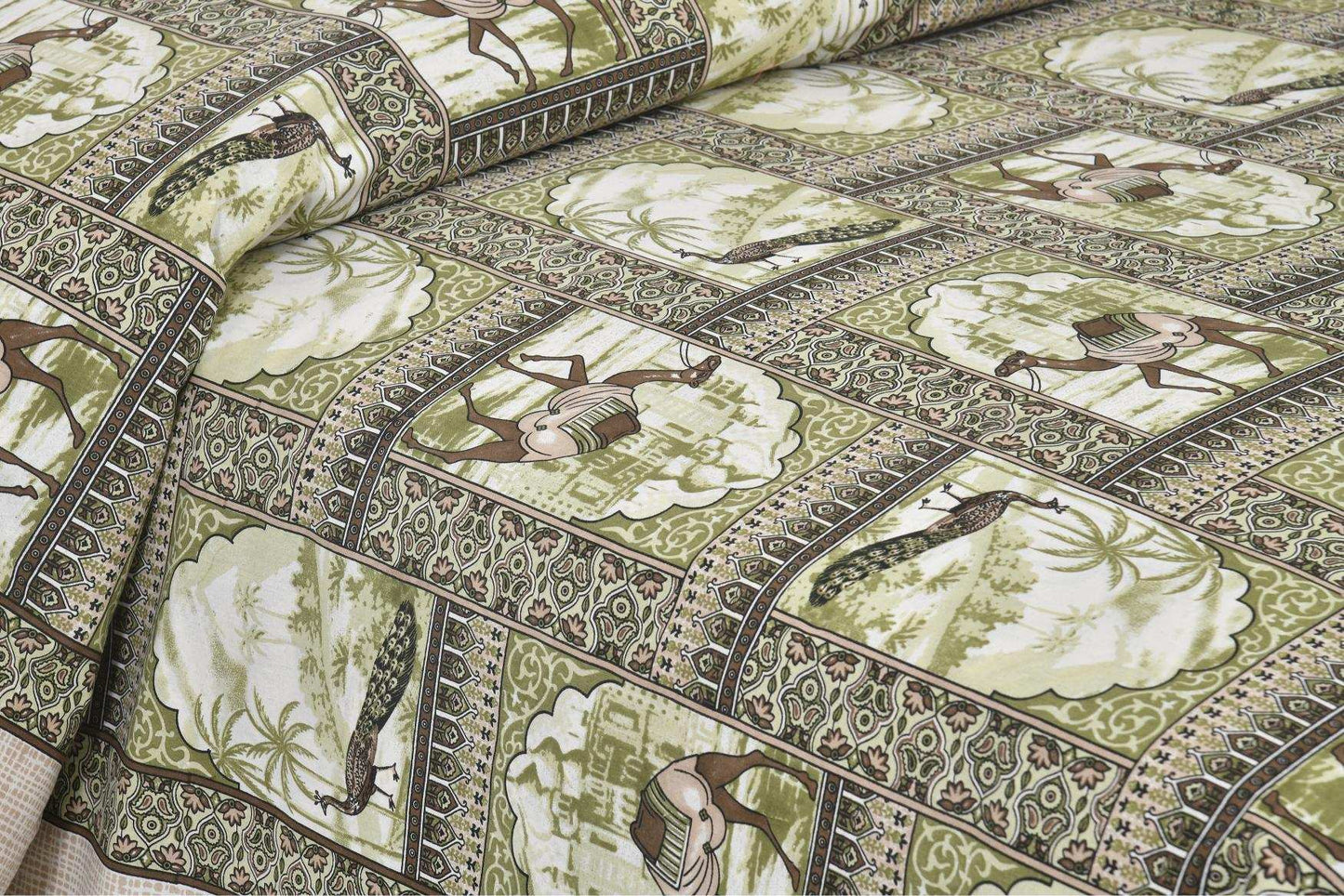 Rajasthani Jaipuri Cotton Bedsheet – King Size with Matching Pillow Covers Bedsheet NAKSHATRA01-GREEN-C-_3