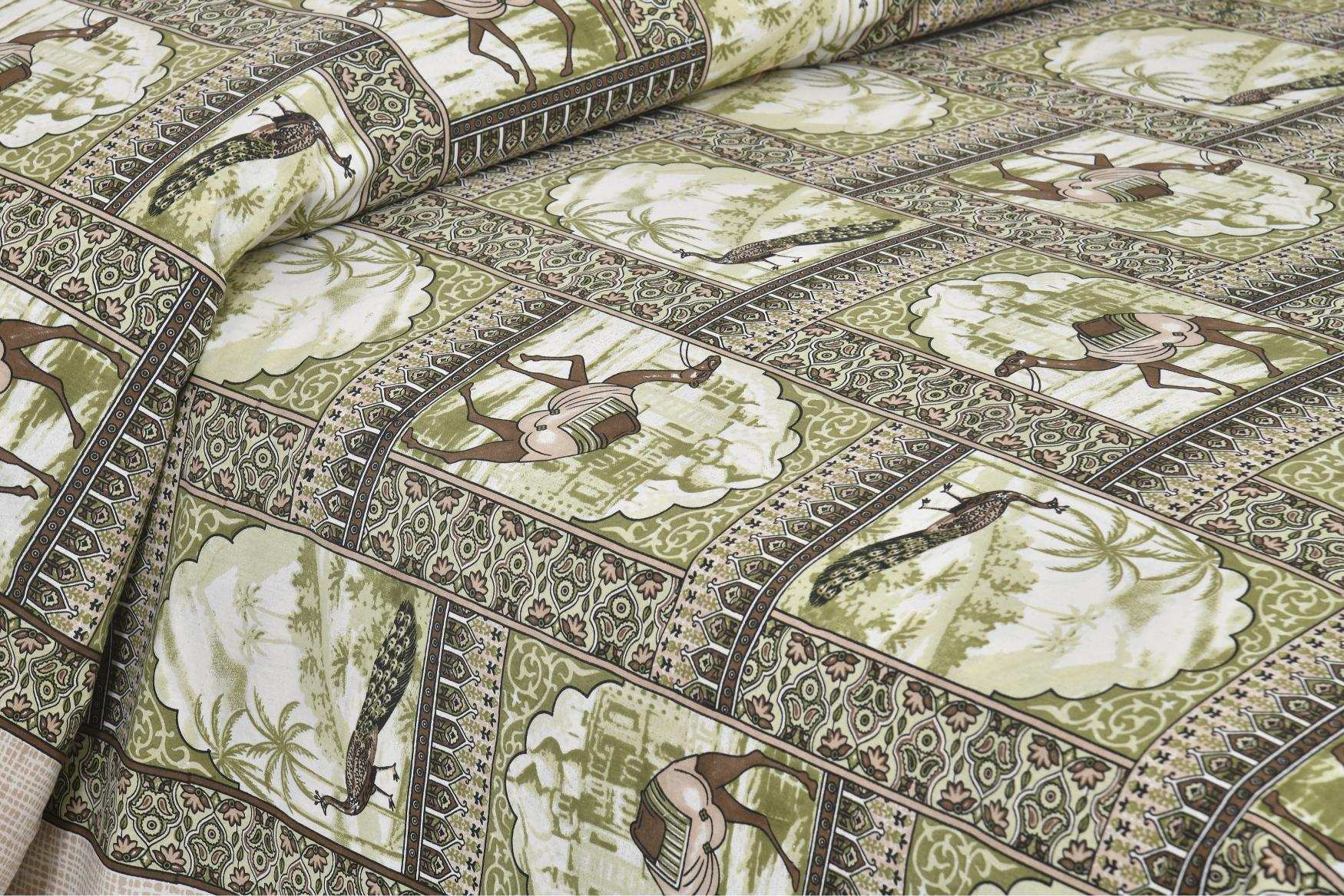 Rajasthani Jaipuri Cotton Bedsheet – King Size with Matching Pillow Covers Bedsheet NAKSHATRA01-GREEN-C-_3