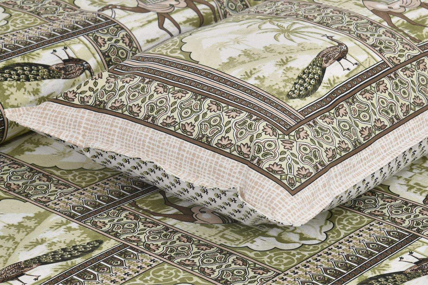 Rajasthani Jaipuri Cotton Bedsheet – King Size with Matching Pillow Covers Bedsheet NAKSHATRA01-GREEN-E-_5