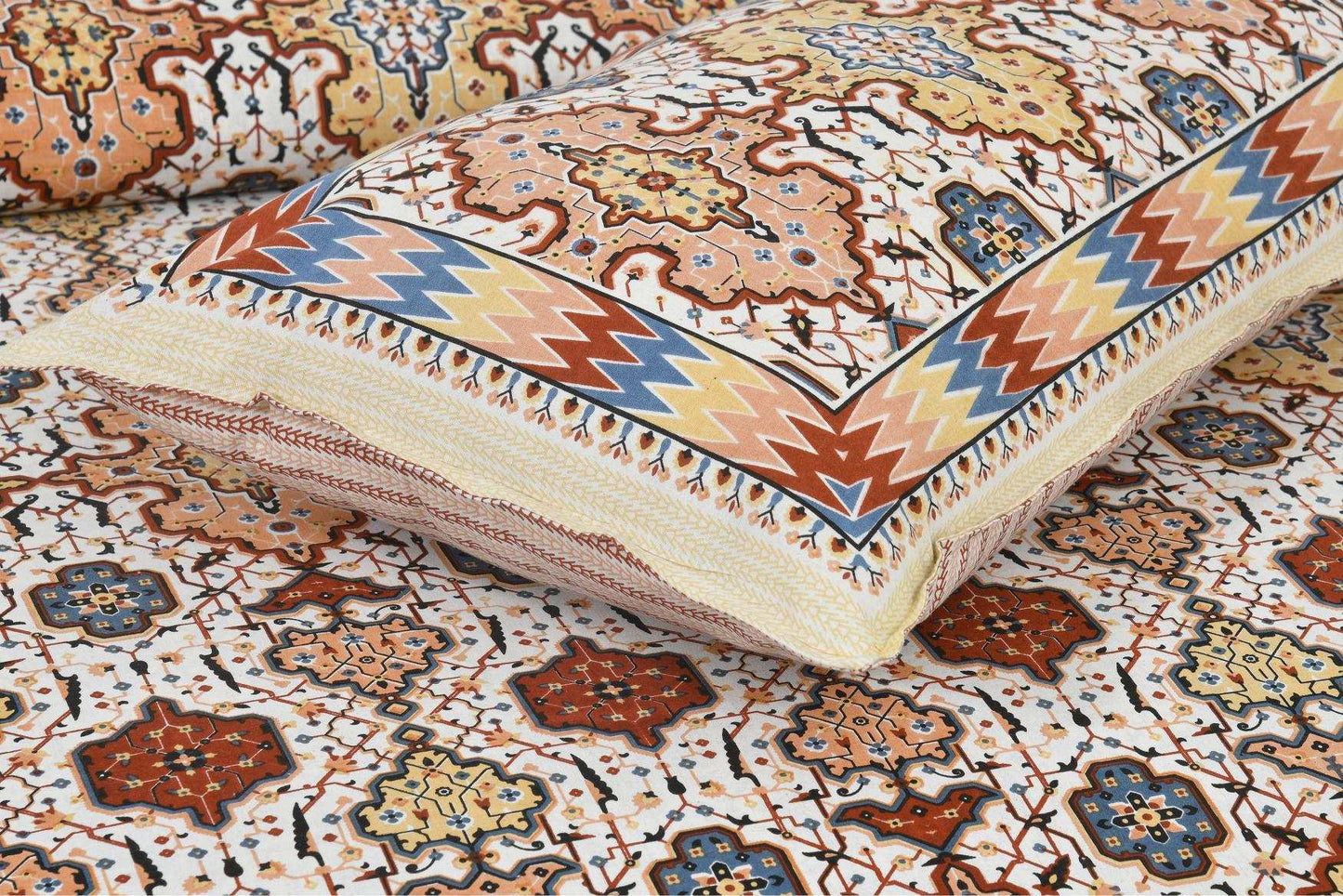 Jaipur Print King Size Bedsheet – 100% Cotton | Handcrafted | 108x108 Inches Bedsheet NAKSHATRA02-RED-E-_5