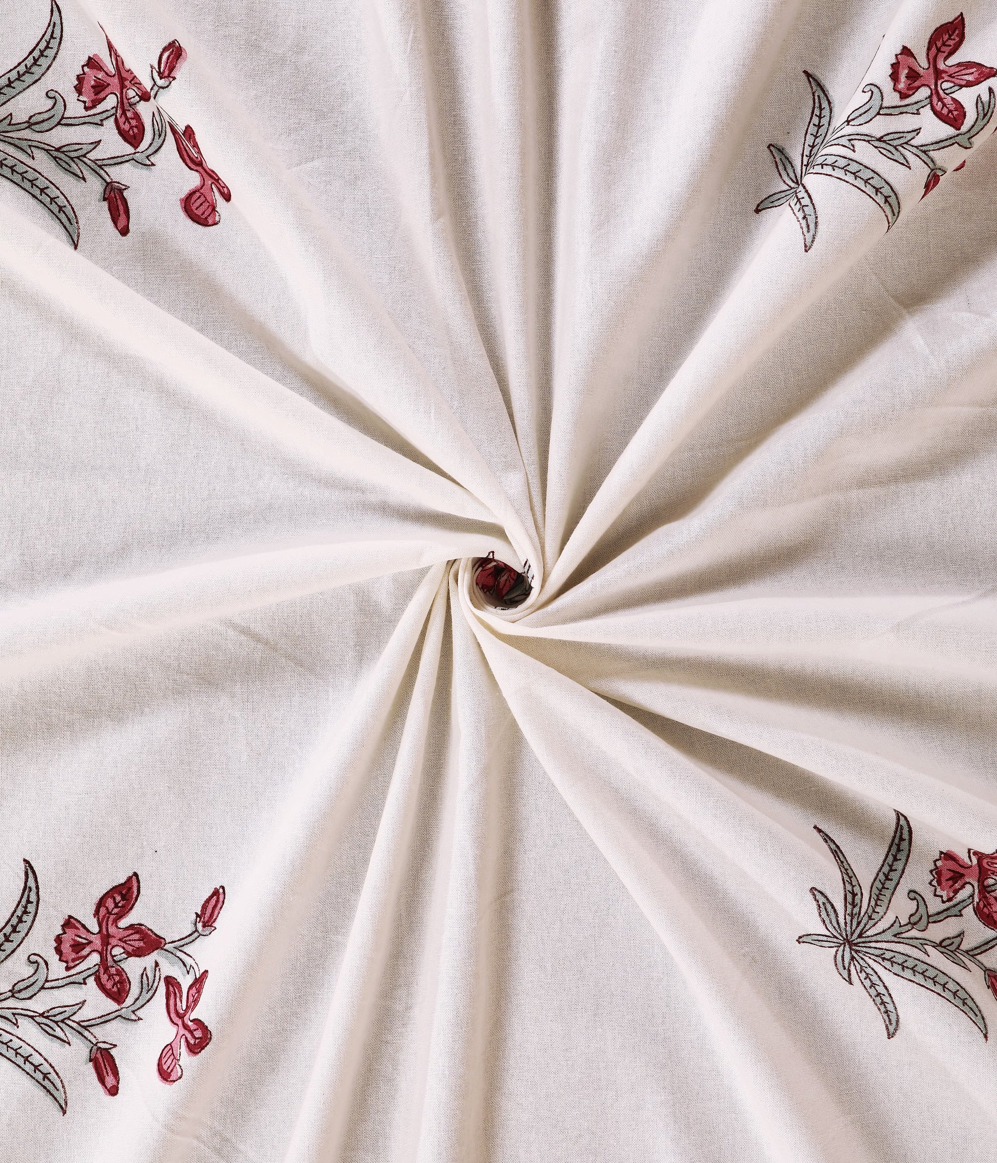 Raj Bagh Phool – Hand Block Printed Cotton Bedsheet with Pillow Covers Bedsheet RajBaghPhool_HandBlockPrintedCottonBedsheetwithPillowCovers-close