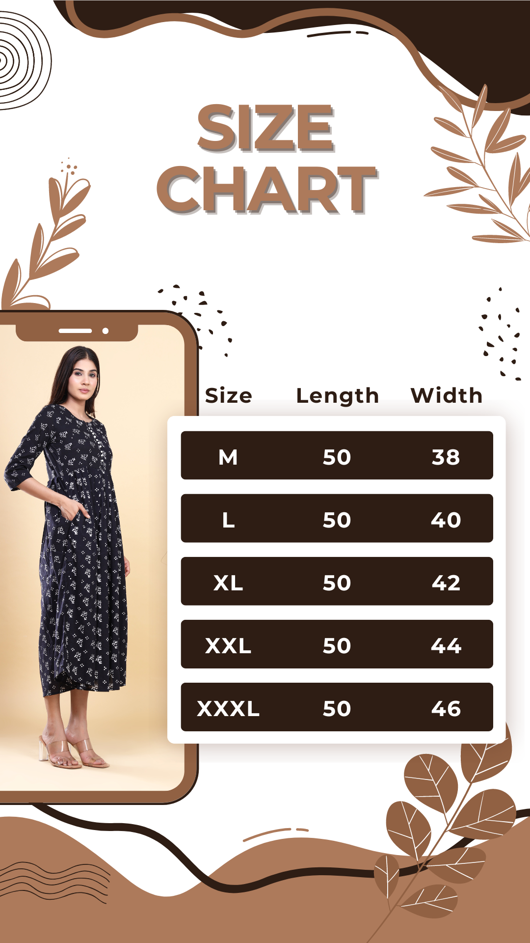 Jaipuri HandBlock Printed Cotton Long Kurti: Booti Design in Black and White with Handy Pocket