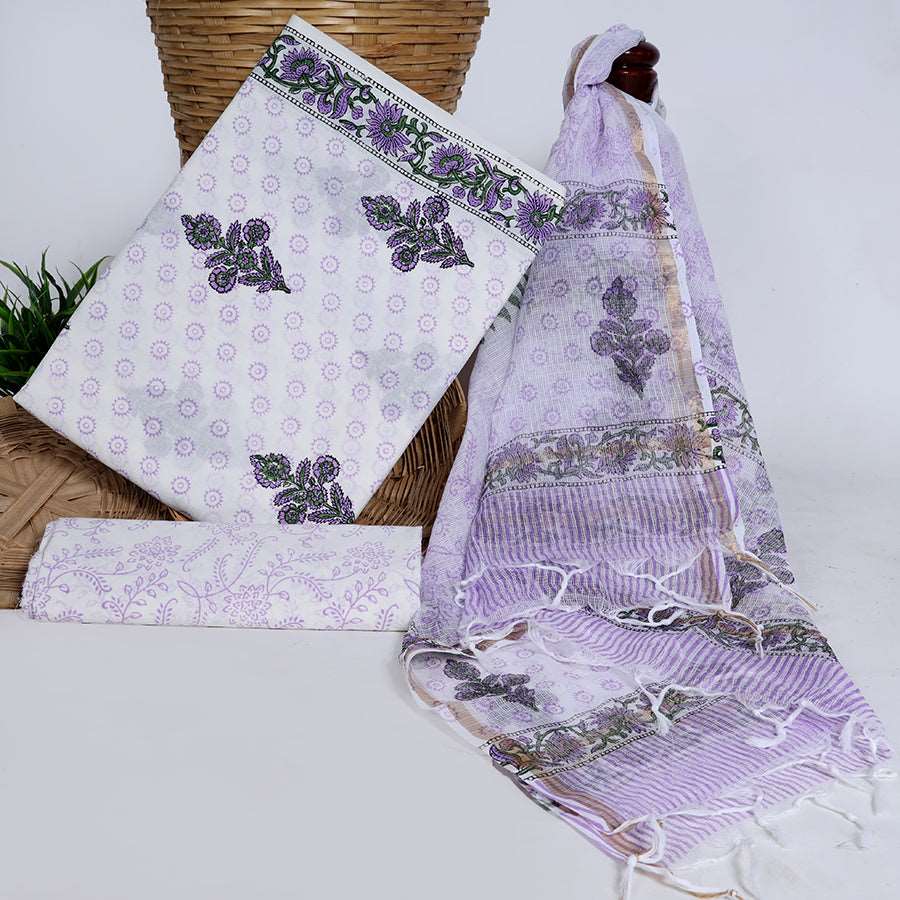 Bagru Floral Boota Print Fabric by Srishti Textile Unstiched cotton Suit Dress Material With Kota Doria Dupatta bagru-floral-boota-print-fabric-purple-patterned-cloth