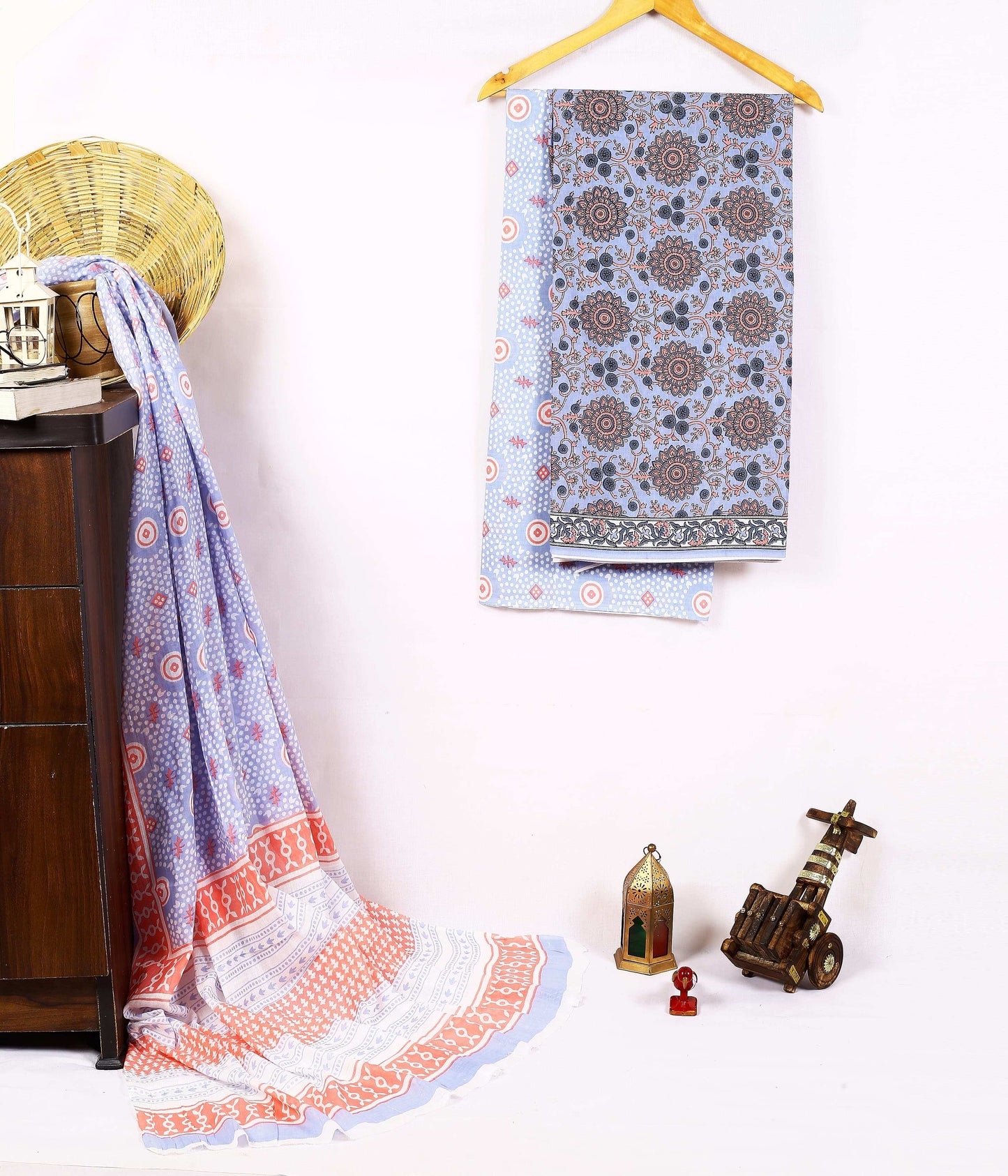 Srishti Textile Blue Floral Dress Material - Unstitched Cotton Unstiched cotton Suit Dress Material blue-floral-dress-material-blue-pattern-fabric-roll-_1