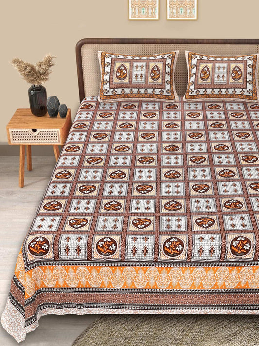 Srishti Textile Classic Floral Bedsheet Design - King Size KING SIZE BEDSHEET classic-floral-bedsheet-design-bedspread-with-pillows-_1