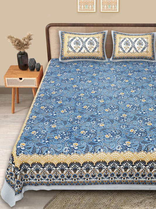 Srishti Textile King Size Bedsheet - Classic Jaipuri Design Bedding KING SIZE BEDSHEET classic-jaipuri-design-bedding-bedspread-with-pillowcases-_1
