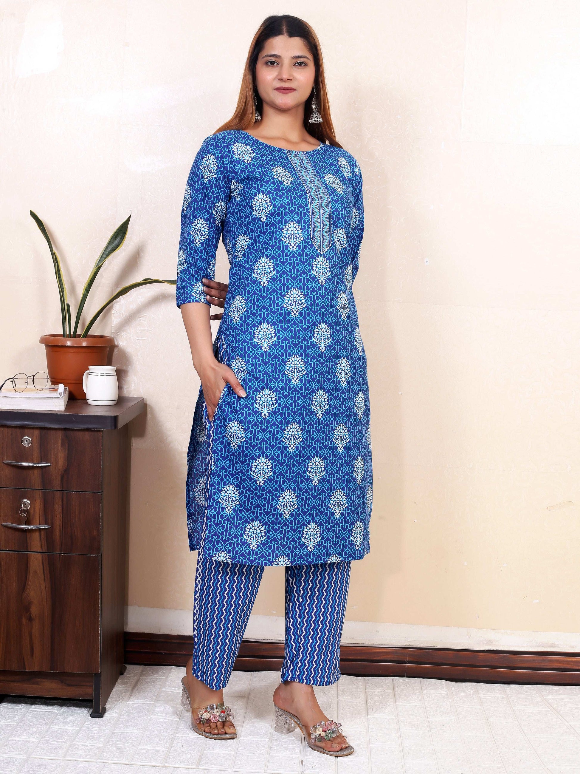 Srishti Textile Cotton Kurti with Mulmul Dupatta Kurti cotton-kurti-with-mulmul-dupatta-yellow-floral-pattern-_2