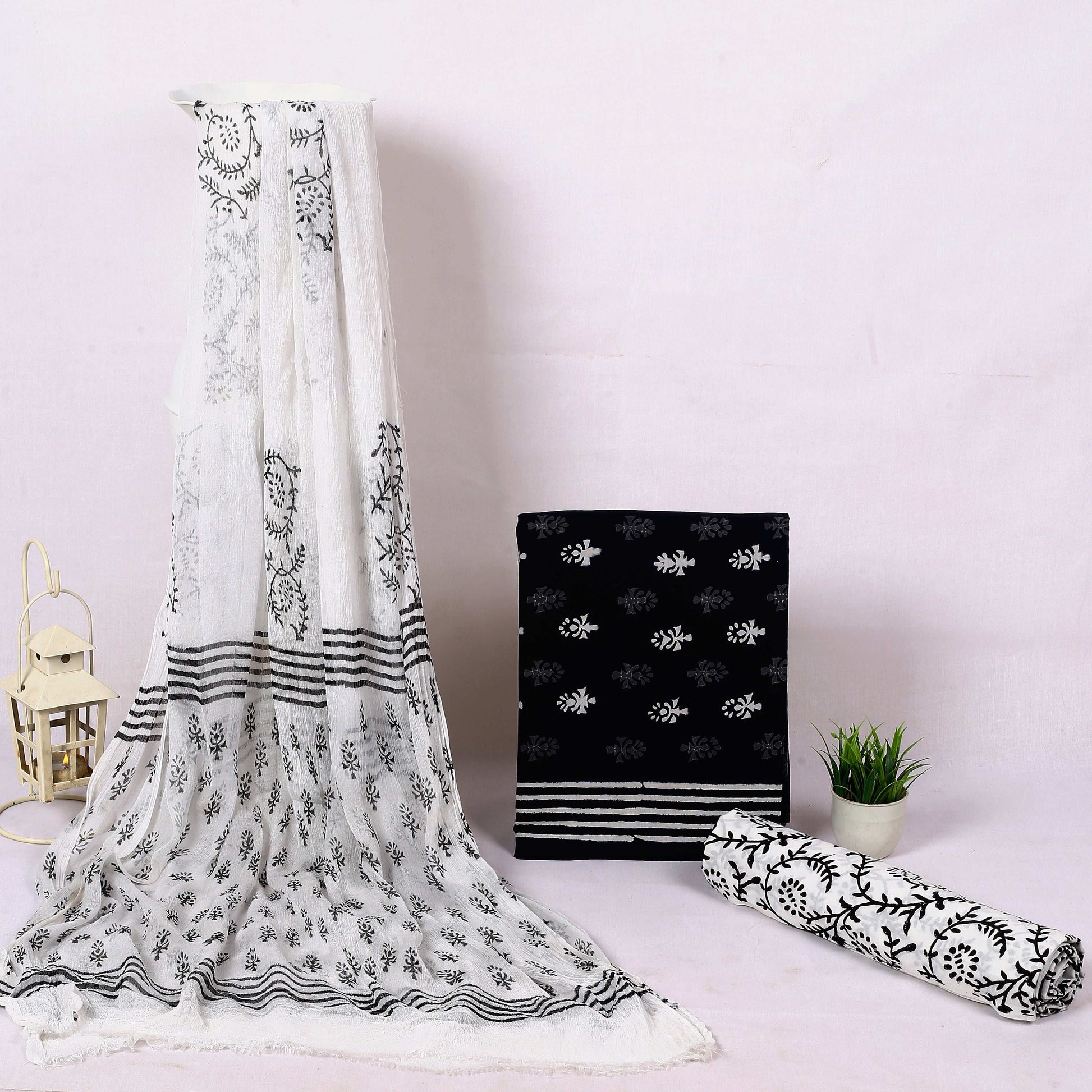 Srishti Textile Black and White Cotton Suit Material Unstiched cotton Suit Dress Material cotton-suit-material-black-and-white-cotton-suit-material-printed-_1