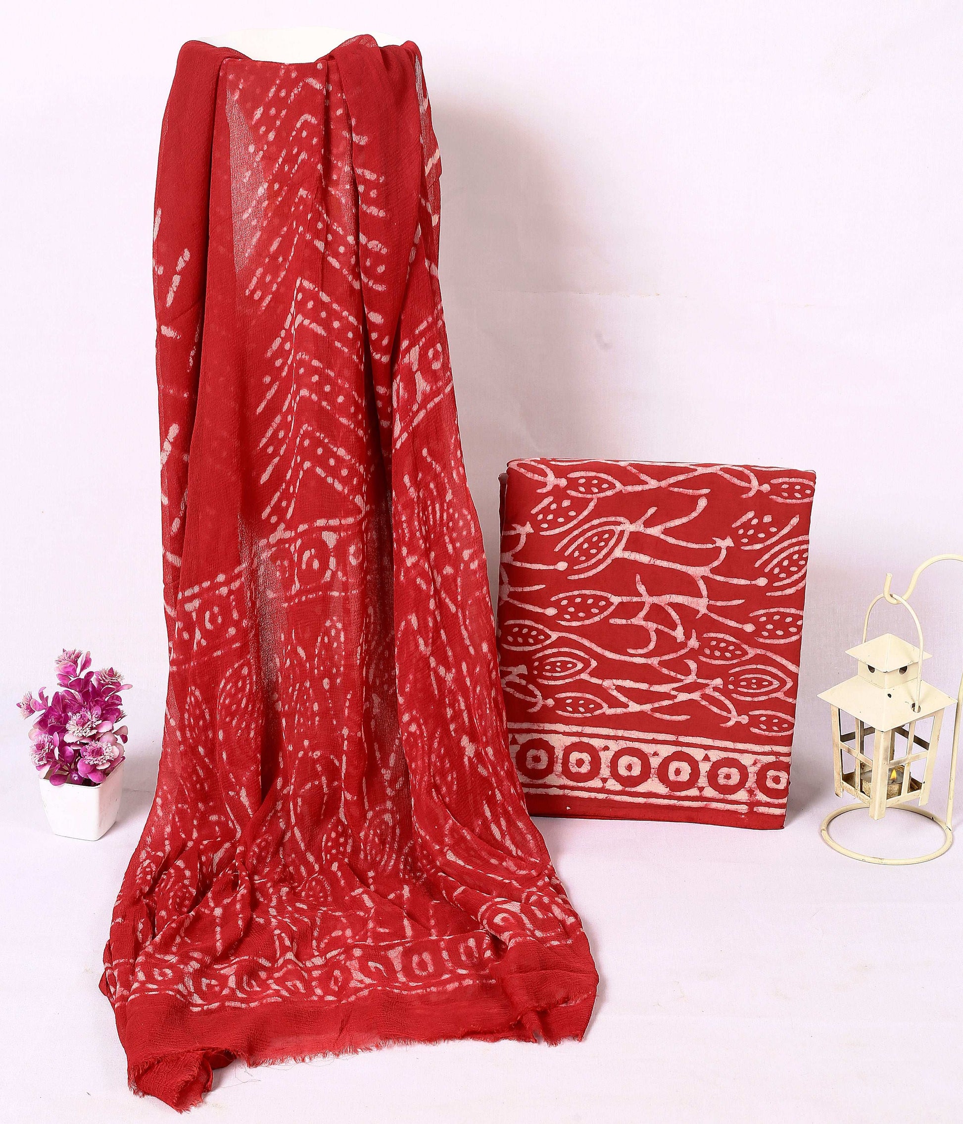 Srishti Textile Cotton Unstitched Suit Material with Dupatta Unstiched cotton Suit Dress Material cotton-unstitched-suit-material-with-dupatta-red-printed-_1