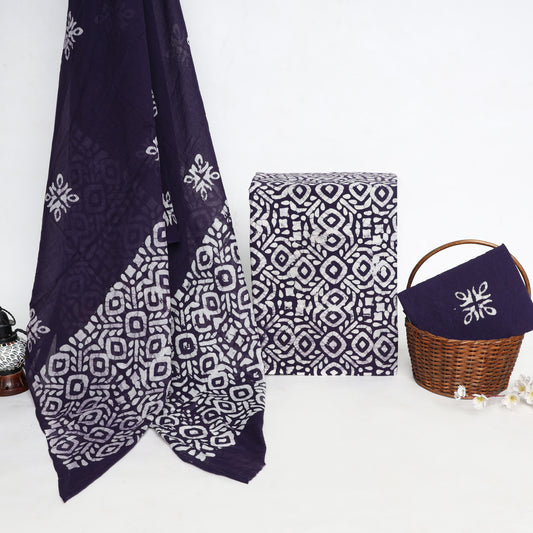 Deep Purple Cotton Suit Set by Srishti Textile Batic Unstiched Suit Dress Material deep-purple-cotton-suit-set-stylish-printed-accessories