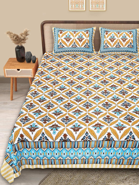 Srishti Textile Floral Cotton Bedsheet Online - King Size KING SIZE BEDSHEET floral-cotton-bedsheet-online-complete-bedset-_1