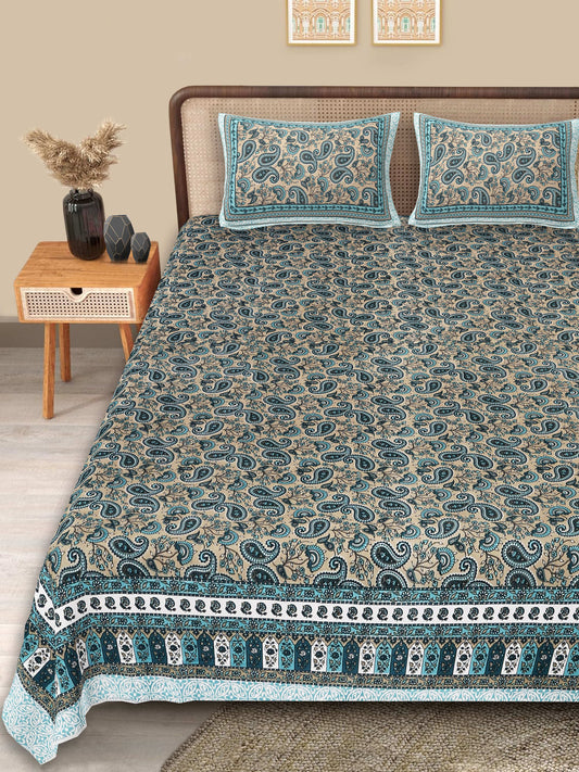 Srishti Textile Floral Design Bedsheet Online - King Size KING SIZE BEDSHEET floral-design-bedsheet-online-bed-with-pillows-_1