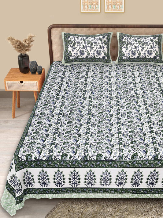 Srishti Textile Floral King Size Bedsheet Cotton KING SIZE BEDSHEET floral-king-size-bedsheet-cotton-bed-with-pillowset-_1
