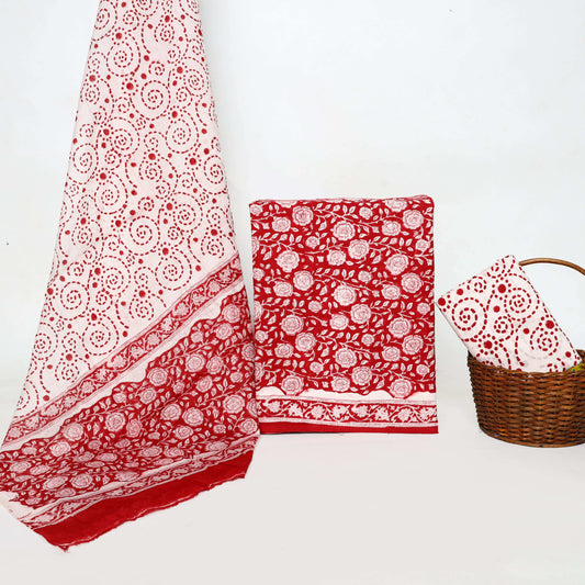 Srishti Textile Floral Red Unstitched Suit Material Sanganeri Handblock Printed Suits floral-red-unstitched-suit-material-red-patterned-fabric-_1