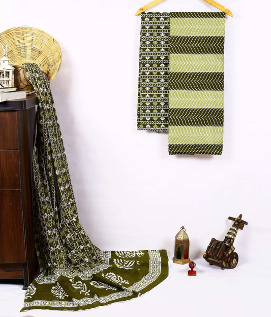 Srishti Textile Green Floral Booti Cotton Dress Material Unstiched cotton Suit Dress Material green-floral-booti-cotton-dress-material-olive-green-pattern-_1