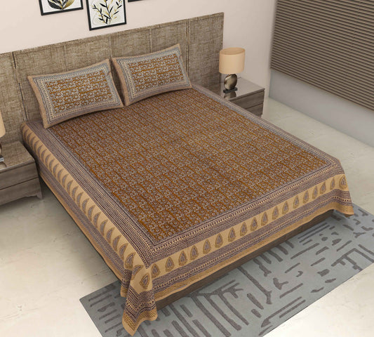 Srishti Textile High-Quality Jaipuri Bedsheet Set Bedsheet high-quality-jaipuri-bedsheet-brown-pattern-bedspread