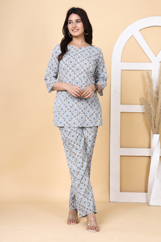 Srishti Textile High-Quality Printed Cotton Wear Set Cord Set high-quality-printed-cotton-wear-women-s-blue-printed-set-5