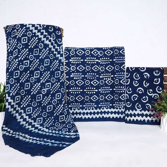 Indigo Cotton Suits Unstitched by Srishti Textile Unstiched cotton Suit Dress Material indigo-cotton-suits-unstitched-handcrafted-patterns-collection