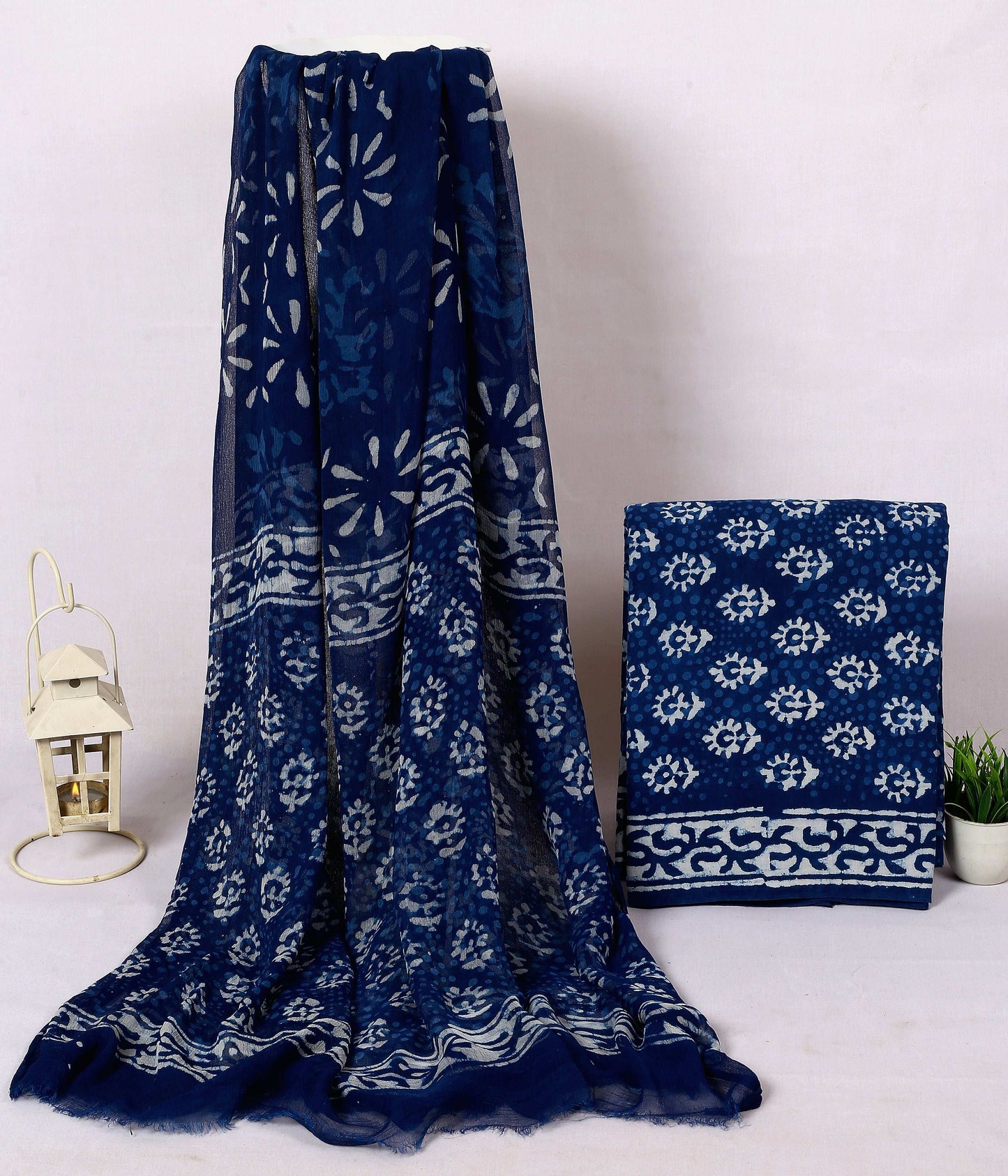 Srishti Textile Indigo Floral Cotton Dress Fabric Unstiched cotton Suit Dress Material indigo-floral-cotton-dress-fabric-printed-pattern-_1