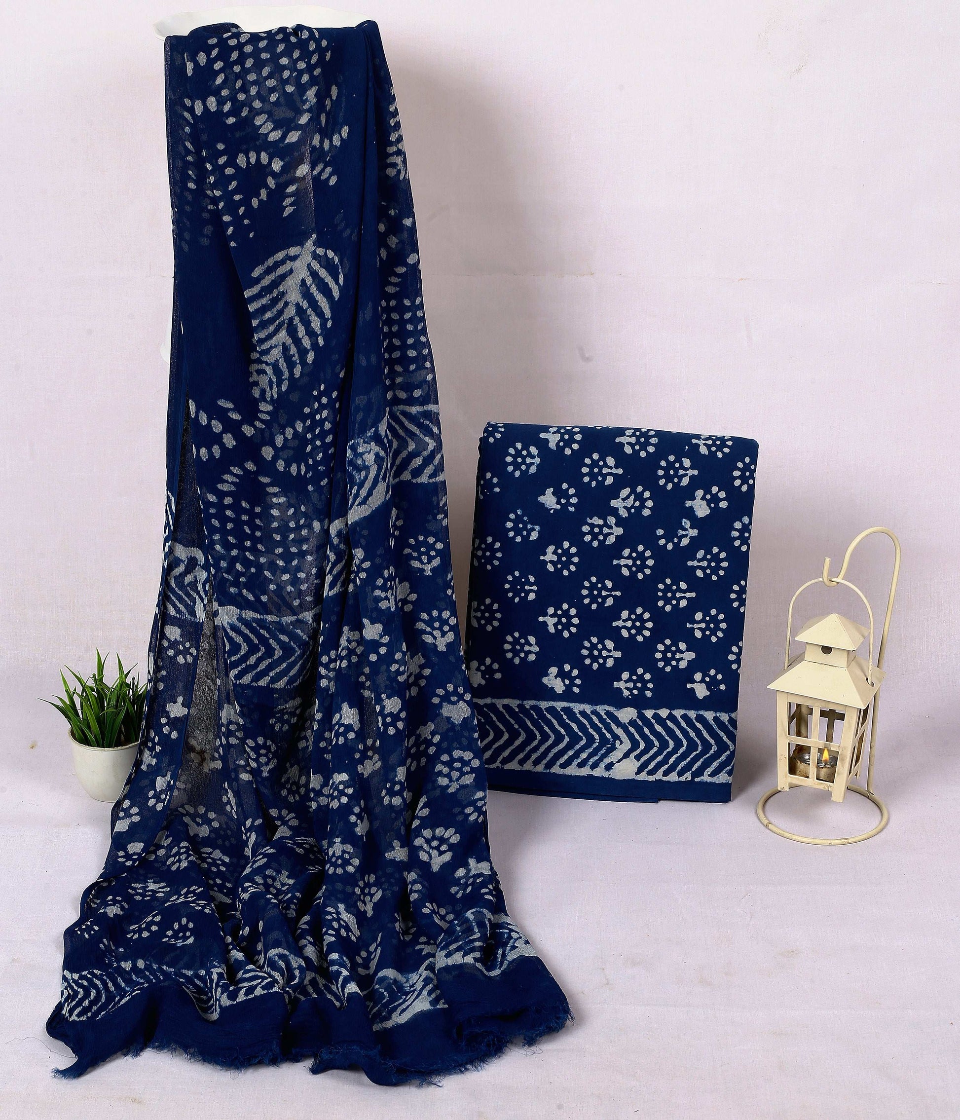 Srishti Textile Indigo Hand Block Printed Suit Dress Material Unstiched cotton Suit Dress Material indigo-hand-block-printed-suit-scarf-and-fabric-_1