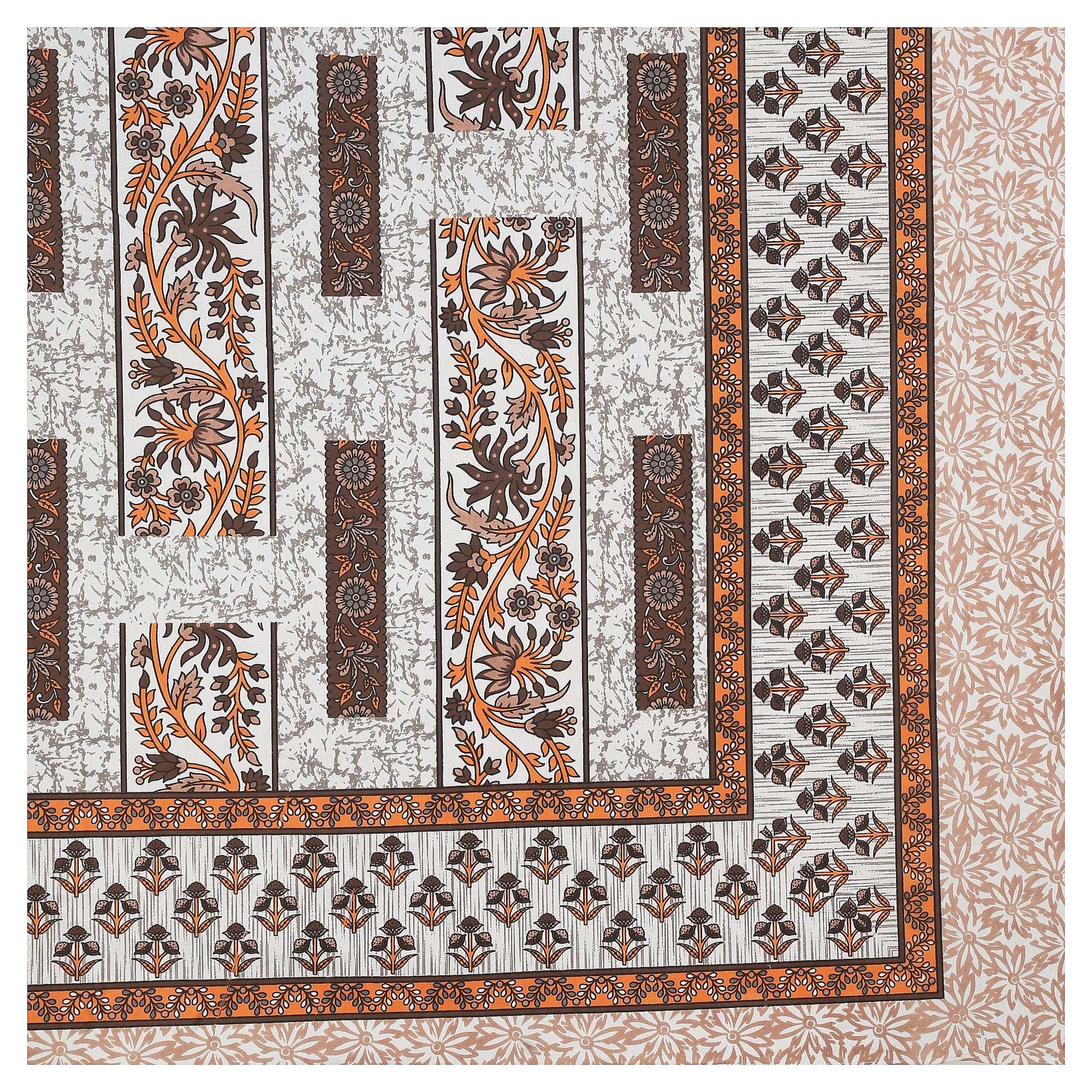 Jaipuri Floral Bedsheet King Size by Srishti Textile KING SIZE BEDSHEET jaipuri-floral-bedsheet-king-size-brown-floral-_2