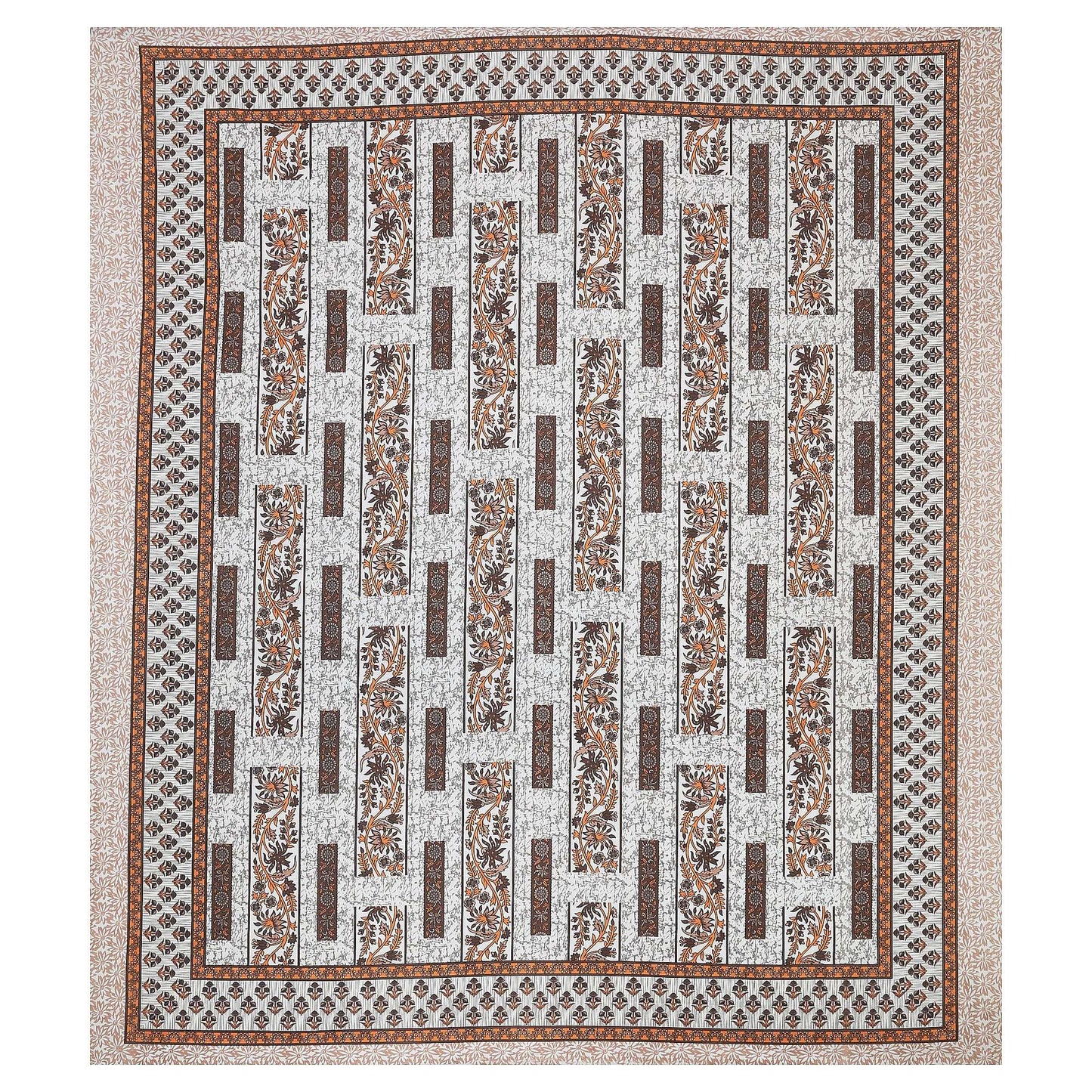 Jaipuri Floral Bedsheet King Size by Srishti Textile KING SIZE BEDSHEET jaipuri-floral-bedsheet-king-size-white-pattern-_3