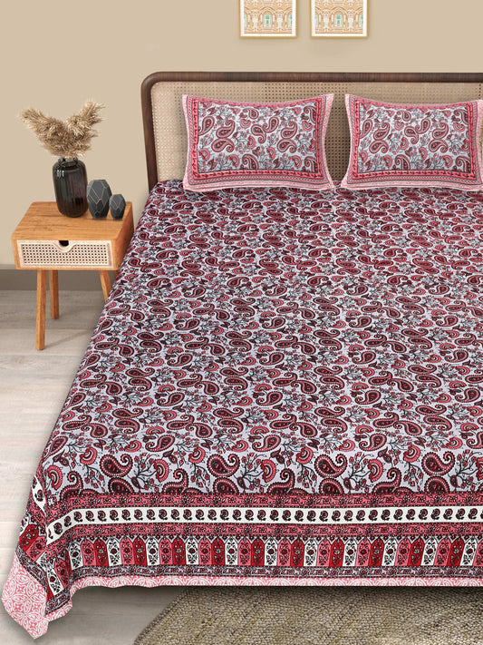 Srishti Textile Jaipuri Floral Cotton Bedsheet King Size KING SIZE BEDSHEET jaipuri-floral-cotton-bedsheet-with-pillowcases-_1