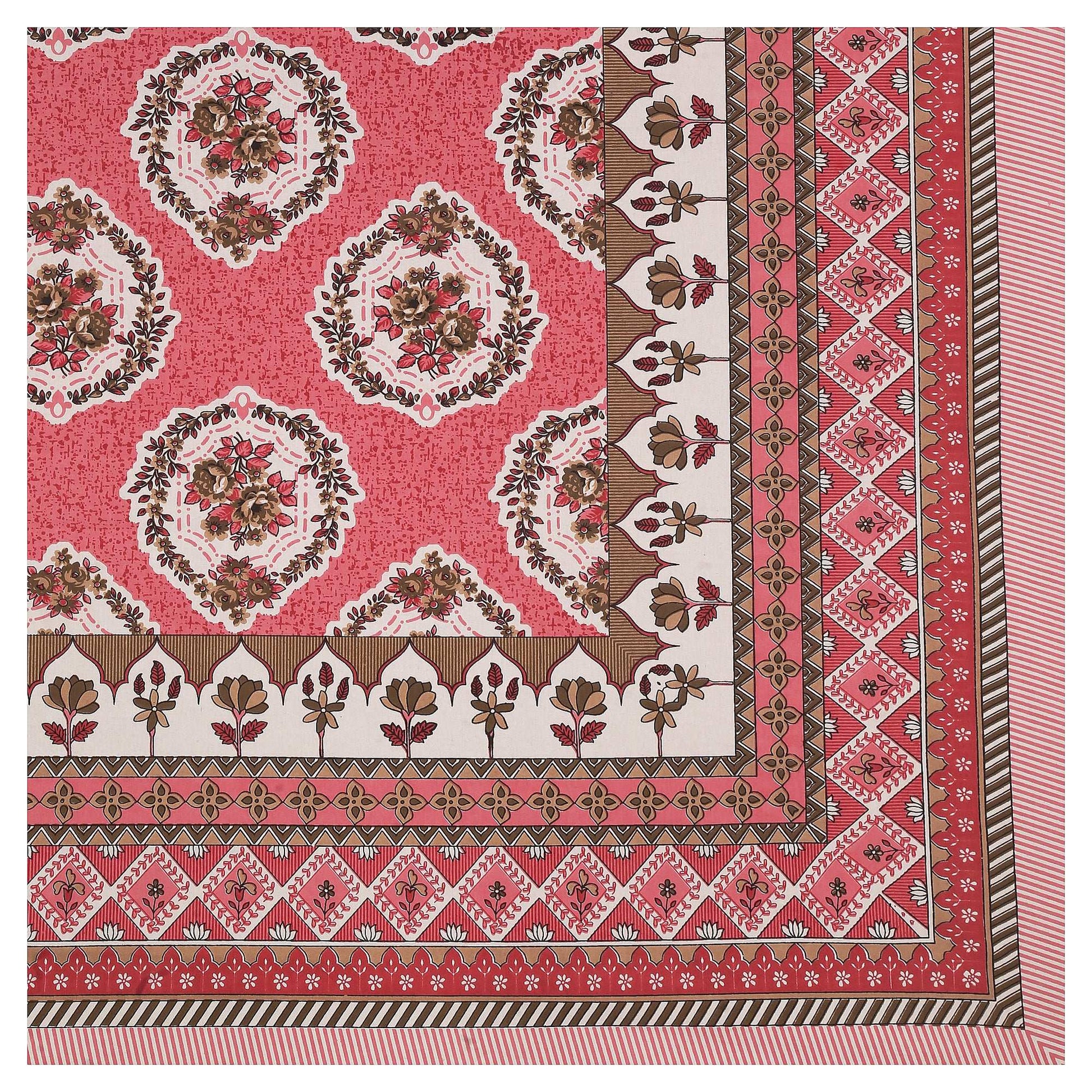 Srishti Textile Jaipuri Floral Print Bedsheet - King Size KING SIZE BEDSHEET jaipuri-floral-print-bedsheet-corner-detail-close-up-_2