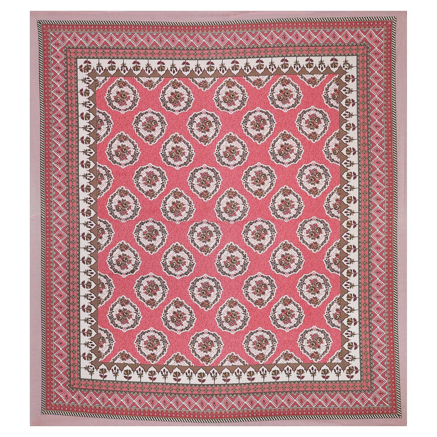 Srishti Textile Jaipuri Floral Print Bedsheet - King Size KING SIZE BEDSHEET jaipuri-floral-print-bedsheet-single-piece-blanket-_3