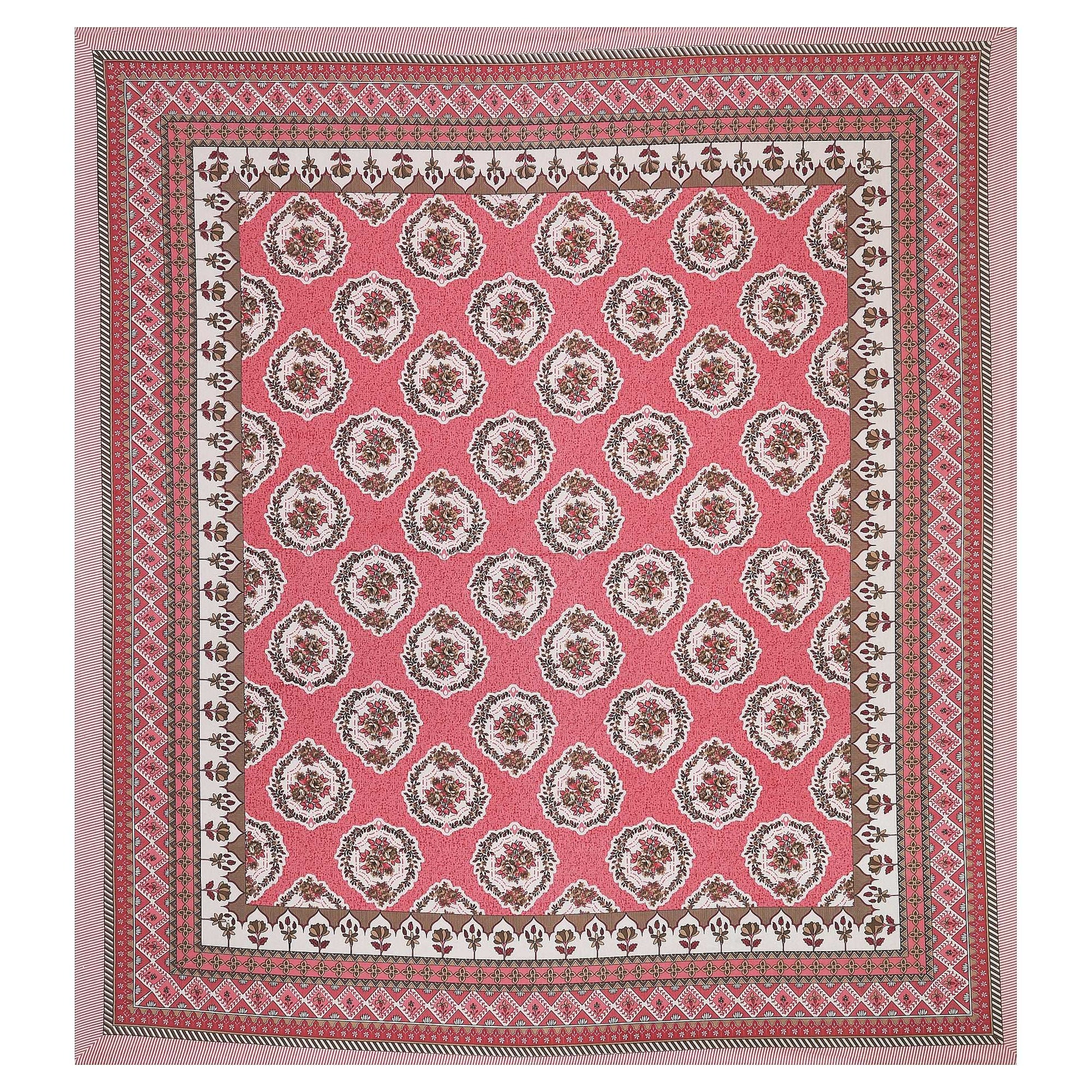 Srishti Textile Jaipuri Floral Print Bedsheet - King Size KING SIZE BEDSHEET jaipuri-floral-print-bedsheet-single-piece-blanket-_3