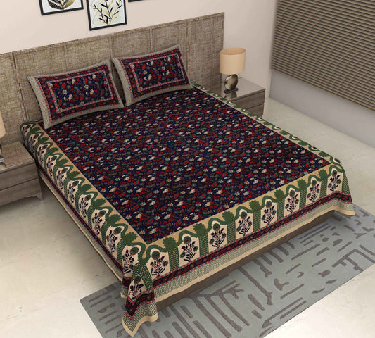 Srishti Textile Kalamkari King Size Bedsheet Set Bedsheet kalamkari-king-size-bedsheet-full-set-with-pillowcases