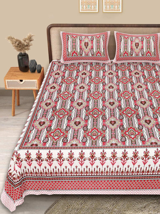 Srishti Textile King Size Bedsheet with Floral Print KING SIZE BEDSHEET king-size-bedsheet-with-floral-print-fully-styled-bed-_1