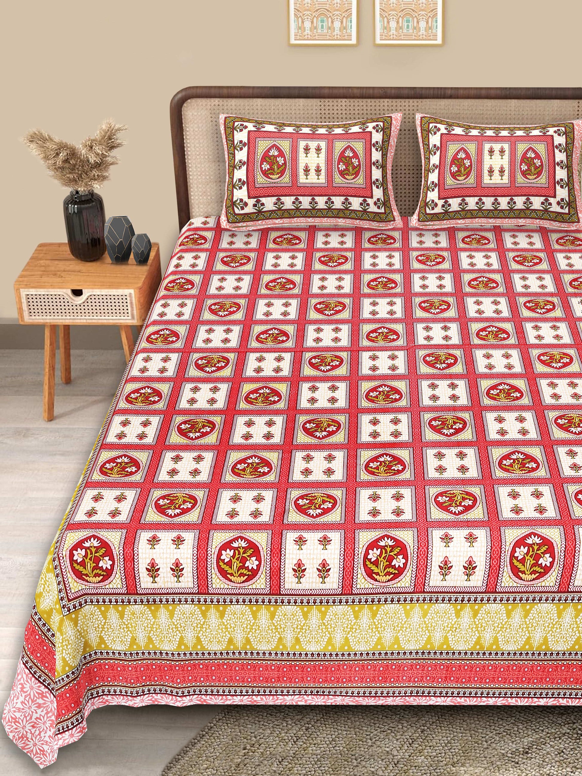 Srishti Textile King Size Cotton Bedspread - Colorful Design KING SIZE BEDSHEET king-size-cotton-bedspread-with-bed-and-pillowcases-_1