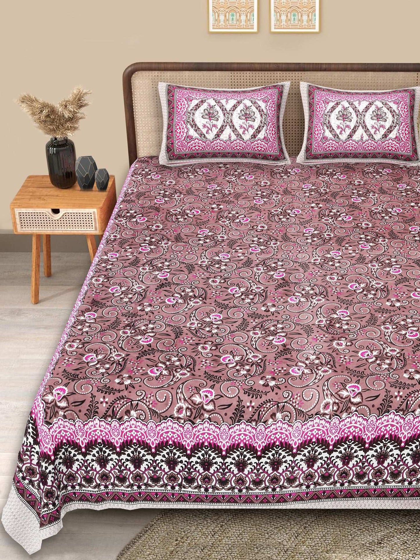 Srishti Textile King Size Floral Boota Bedding Set KING SIZE BEDSHEET king-size-floral-boota-bedding-full-set-bed-setup-_1
