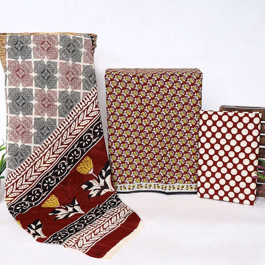 Srishti Textile Maroon Cotton Fabric for Suits Unstiched cotton Suit Dress Material maroon-cotton-fabric-for-suits-patterned-designs-and-textures