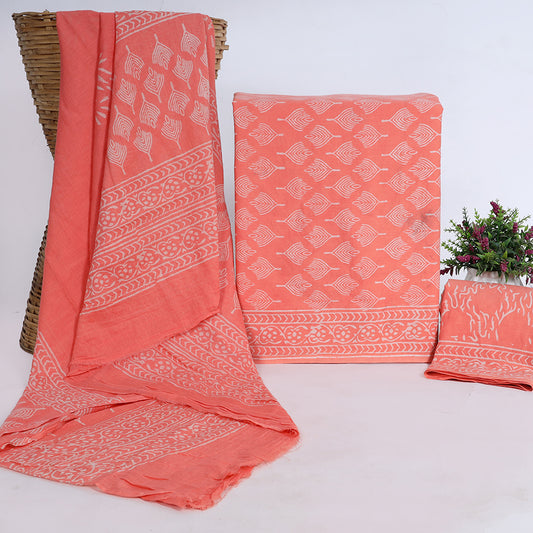 Pastel Red Unstitched Suit by Srishti Textile Unstiched cotton Suit Dress Material pastel-red-unstitched-suit-printed-dupatta-and-fabric