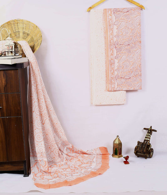 Srishti Textile Peach Floral Cotton Dress Material Unstiched cotton Suit Dress Material peach-floral-cotton-dress-material-patterned-lightweight-fabric-_1