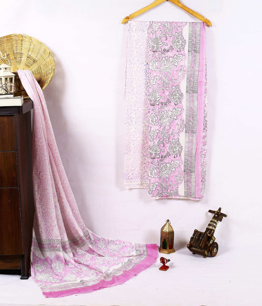 Srishti Textile Pink Floral Unstitched Cotton Suit Unstiched cotton Suit Dress Material pink-floral-unstitched-cotton-suit-scarf-detail-_1