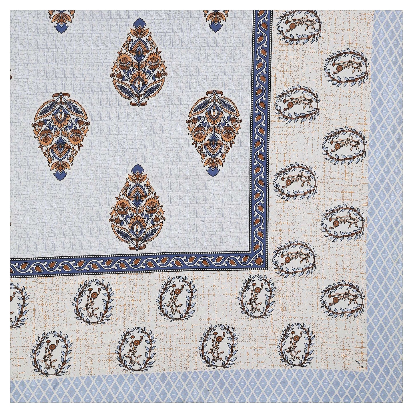 Srishti Textile Premium Jaipuri Cotton Bedsheet - King Size KING SIZE BEDSHEET premium-jaipuri-cotton-bedsheet-top-corner-details-_2