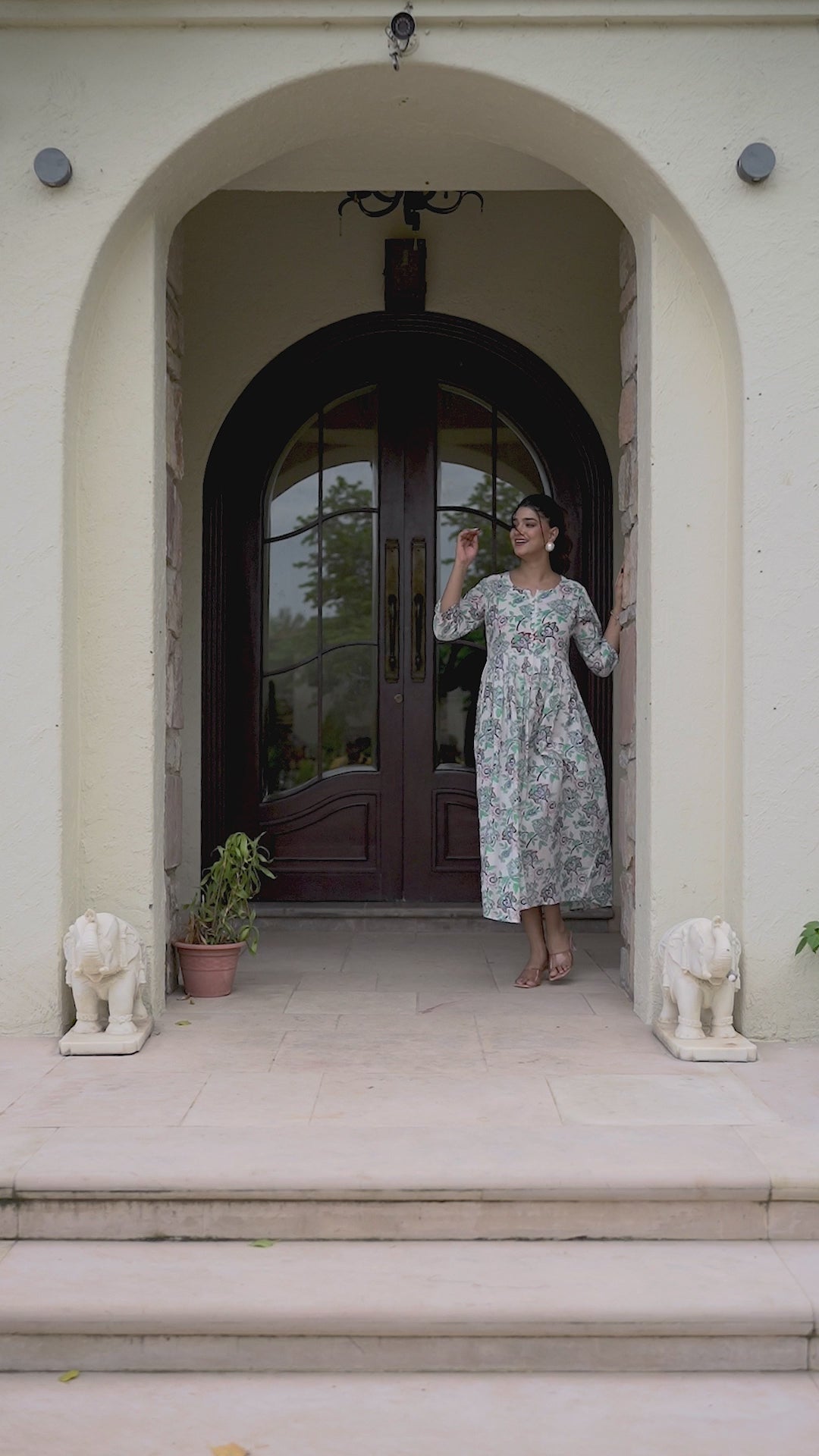 Jaipuri Kalamkari Floral: Multicolor Cotton Long Kurti with Pocket