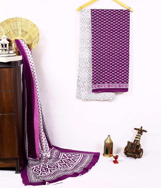 Srishti Textile Purple Floral Booti Dress Material Unstiched cotton Suit Dress Material purple-floral-booti-dress-material-white-printed-border-_1