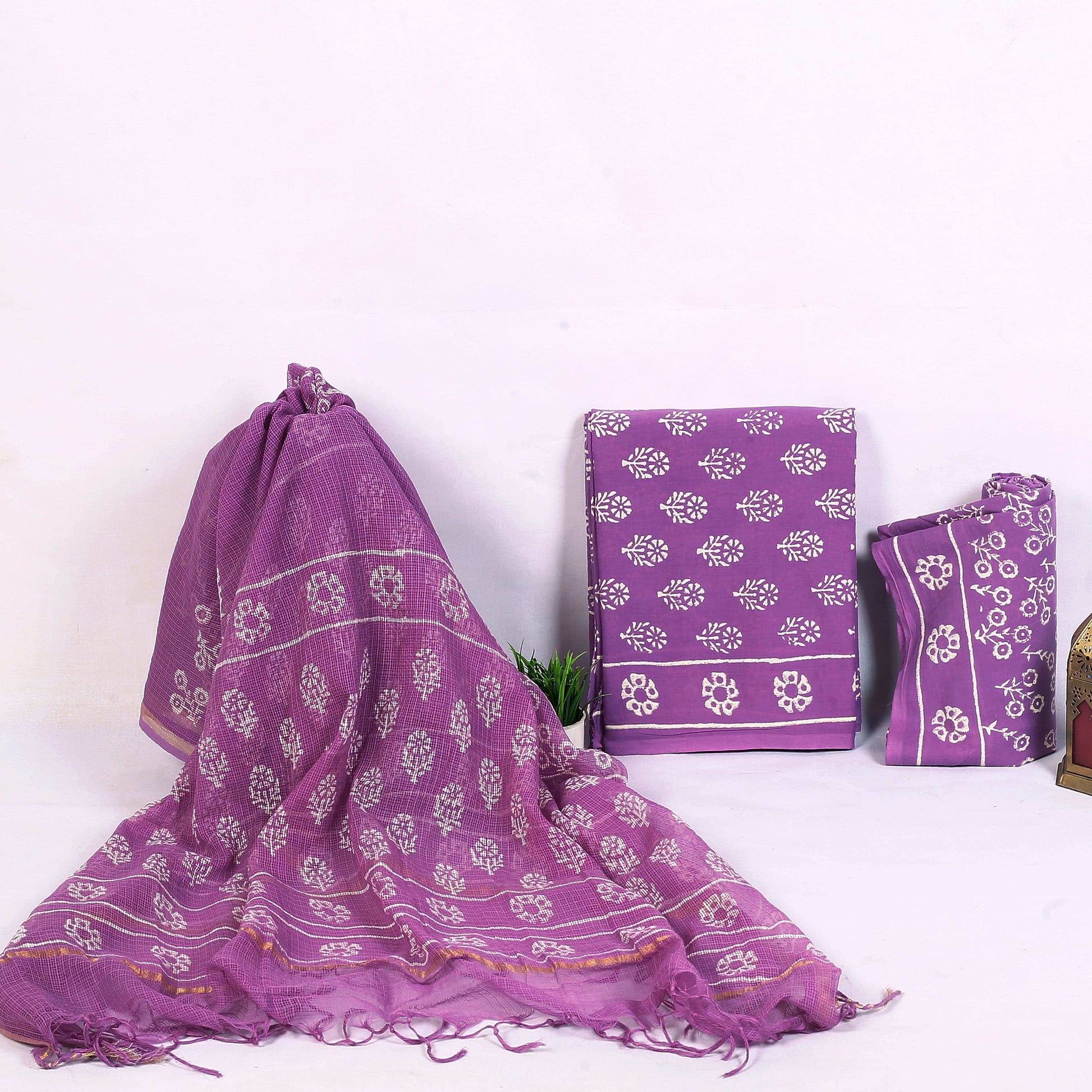 Srishti Textile Purple Floral Cotton Dress Material Unstiched cotton Suit Dress Material purple-floral-cotton-dress-material-white-floral-pattern-_1