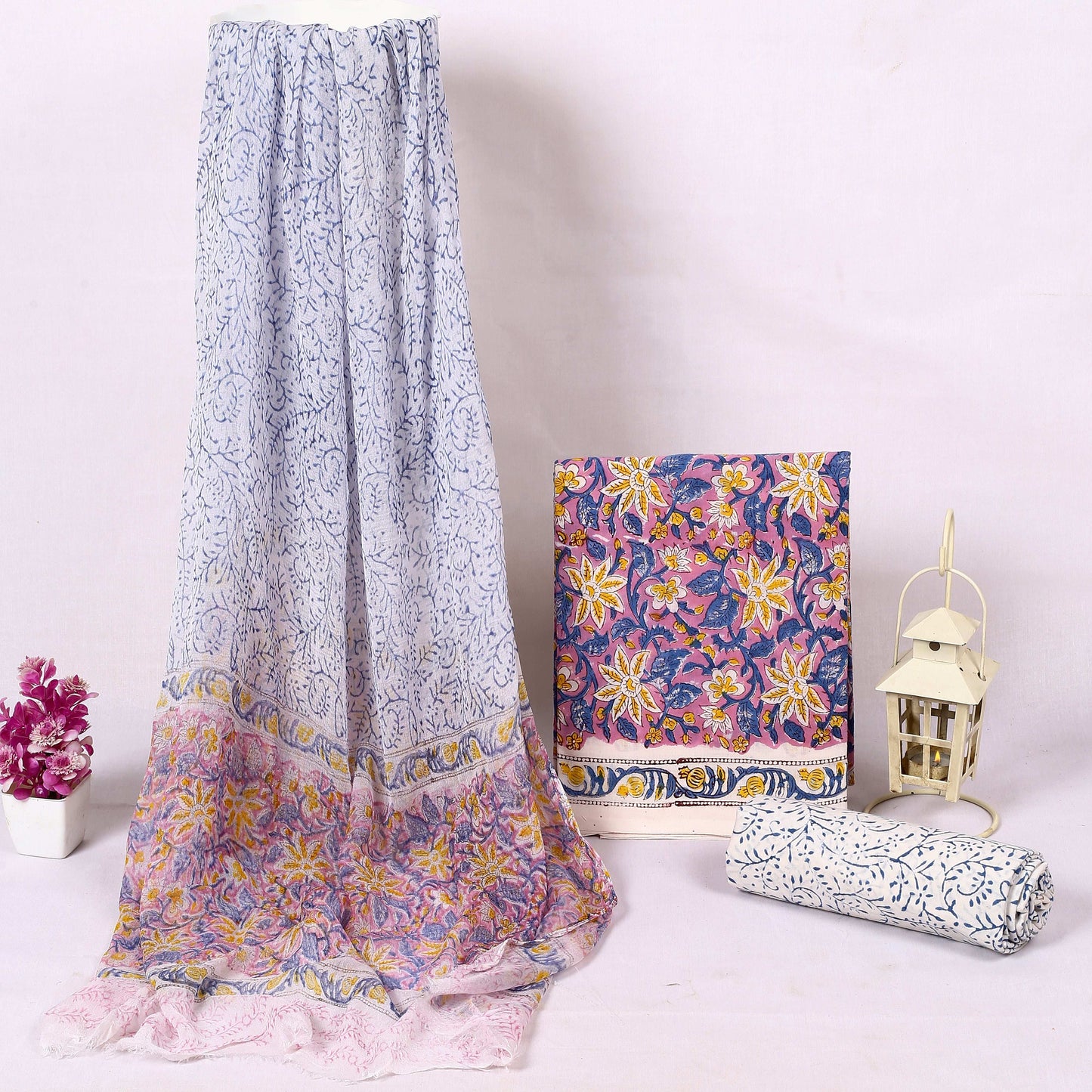 Srishti Textile Purple Sanganeri Cotton Dress Material Unstiched cotton Suit Dress Material purple-sanganeri-cotton-dress-material-floral-pattern-3-piece-_1