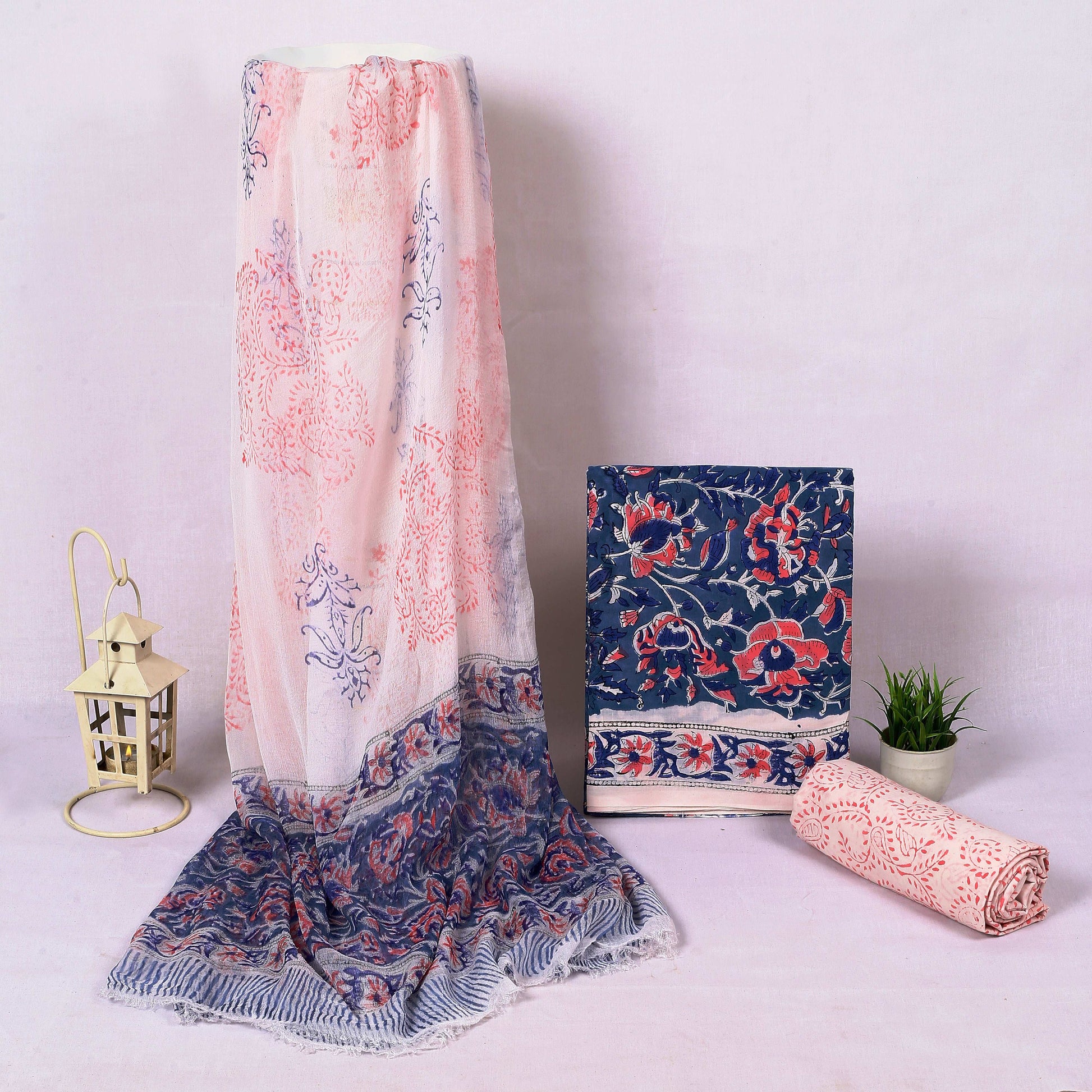 Srishti Textile Sanganeri Handblock Printed Suit Material Unstiched cotton Suit Dress Material sanganeri-handblock-printed-suit-pink-blue-batik-design-_1