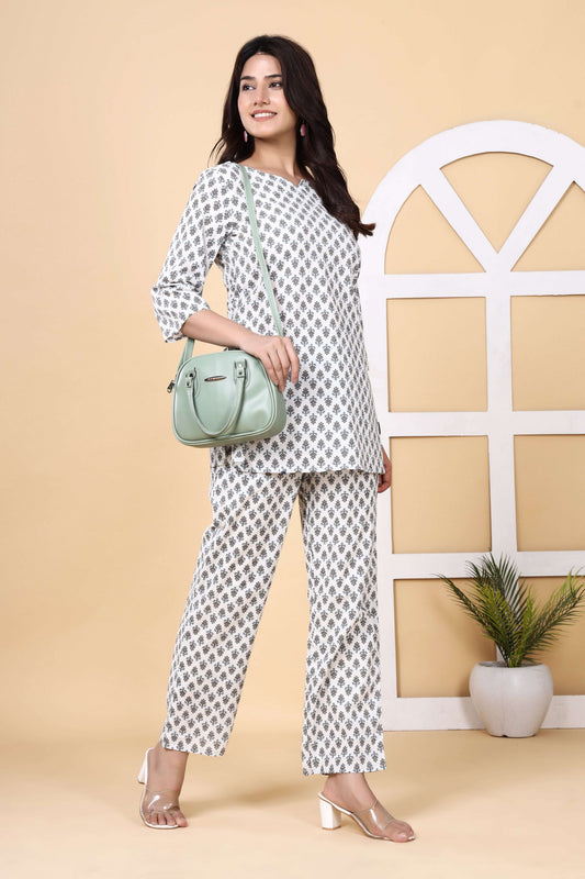 Jaipuri Floral Cotton Cord Set by Srishti Textile Cord Set srishti-jaipuri-floral-cotton-cord-set-with-bag-_1