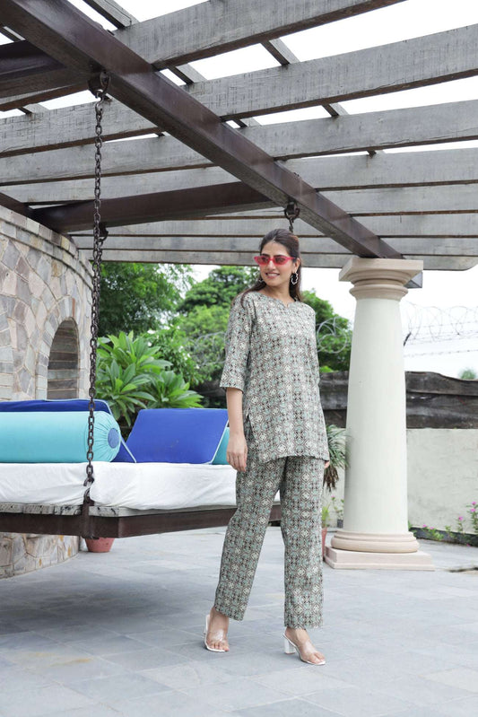 Srishti Textile Casual Wear Co-ord Set for Women Cord Set srishti-textile-casual-wear-co-ord-set-swinging-outdoor-shot-_1